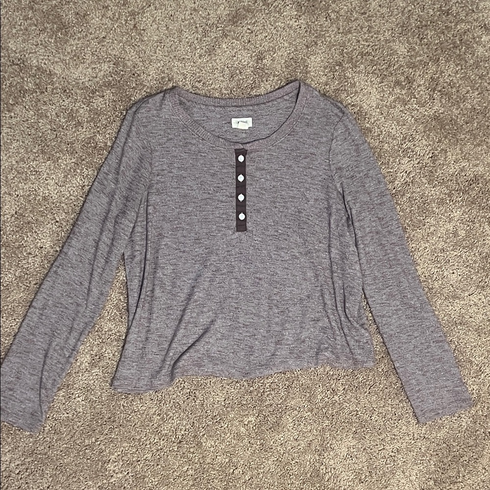 Extremely Soft Light Purple Heather Henley Crew Neck Sweater